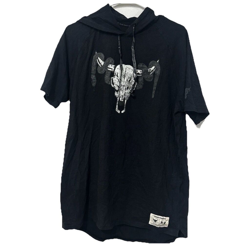 Under Armour Project Rock Men’s Hoodie Short Sleeve Training Gym Black Medium